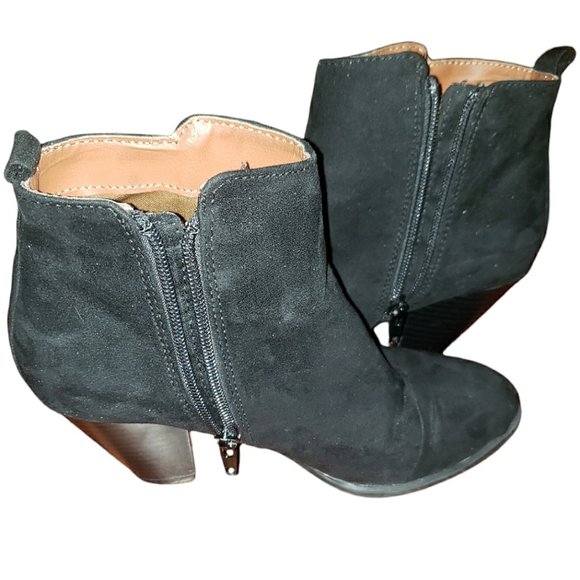 Qupid Tiber-60 Side Fringe Tassels Faux Suede Instep Zip Black Ankle Booties 7 - Picture 15 of 16